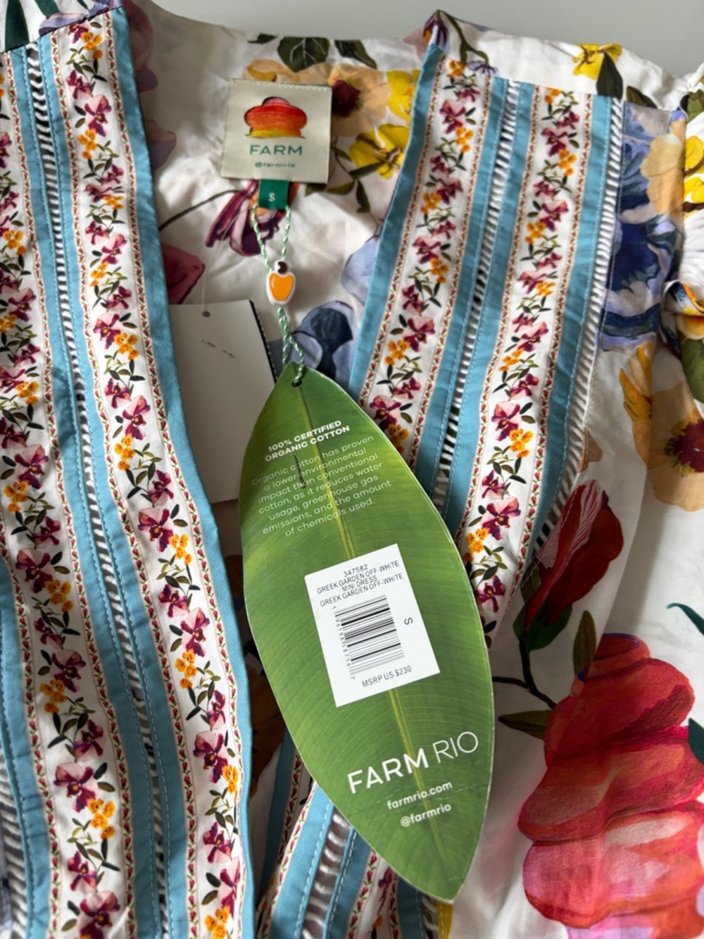 NWT Farm Rio Women's Greek Garden Off-White Mini Dress Sz Small - Picture 9 of 9